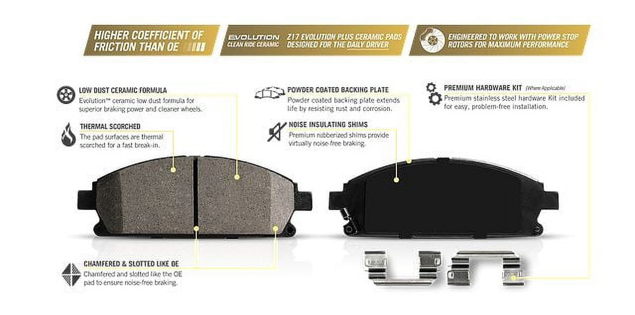 Power Stop Front Stock Replacement Brake Pad and Rotor Kit KOE7400 Fits 2018 Chevrolet Equinox