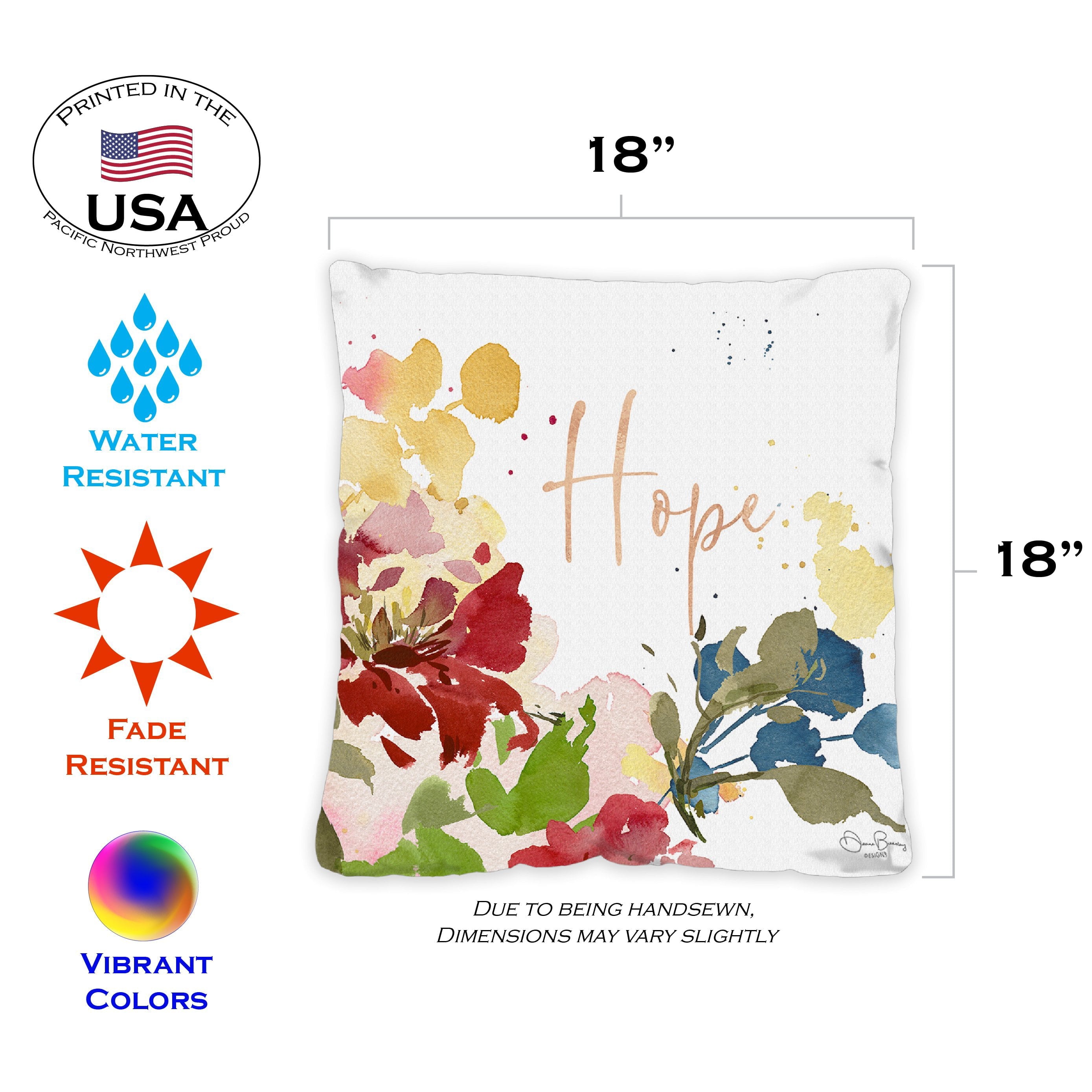 Toland Home Garden Set of 2 Hope Blooms Spring Pillow Covers 18x18 Inch Flower Throw Pillows