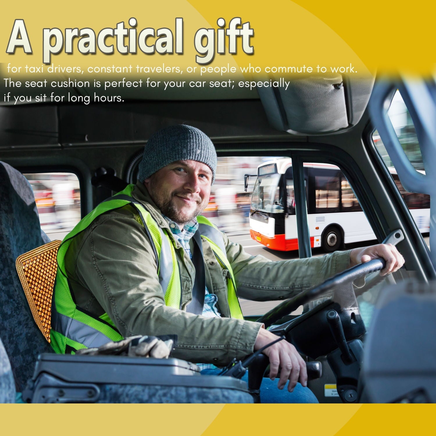 Zone Tech Natural Beaded Seat Cushion