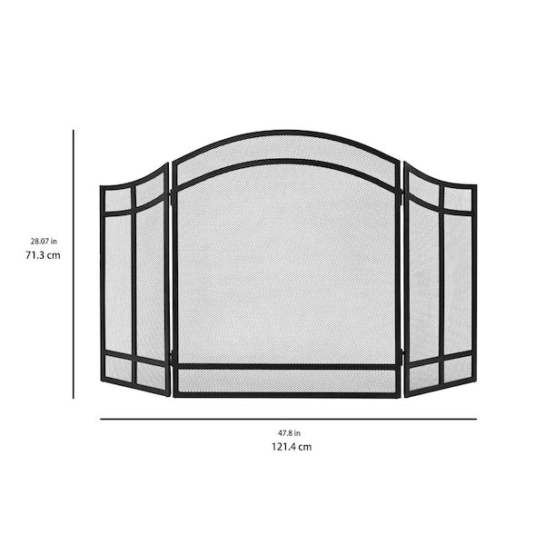 Salishan Black Steel 3-Panel Fireplace Screen