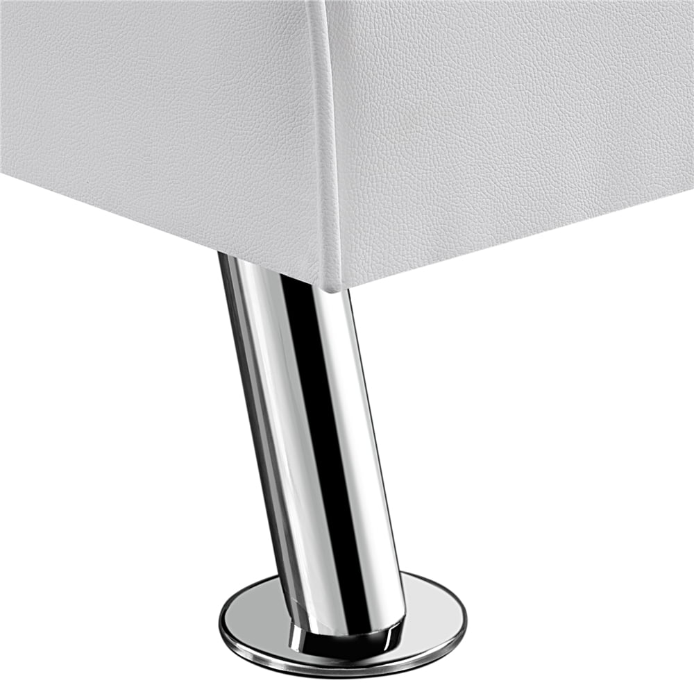 Easyfashion Convertible Faux Leather Futon Chaise Lounge, White