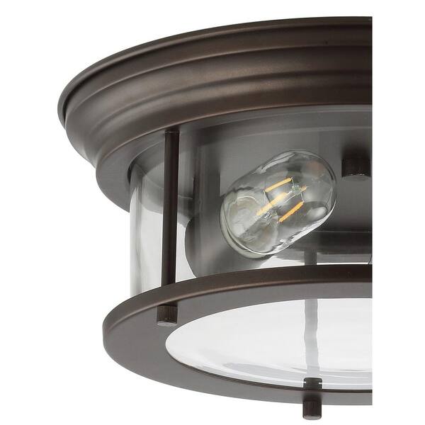 Lauren Oil Rubbed Bronze 13.25 in. Metal/Glass LED Flushmount