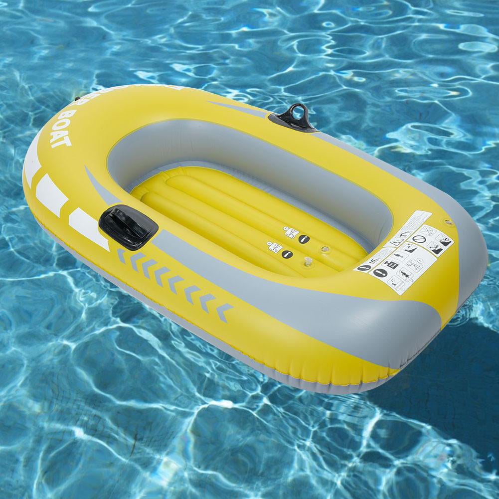 EECOO Inflatable Fishing Boat, Inflatable One Person Boat, Yellow PVC Inflatable One Person Rowing Air Boat Fishing Drifting Diving Tool