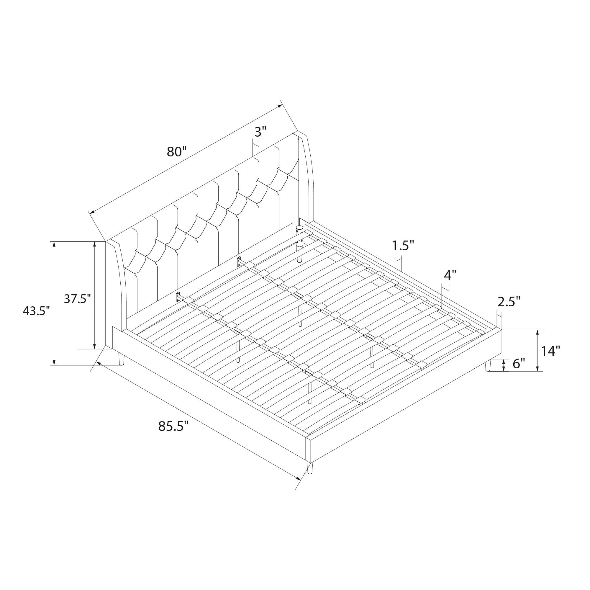 Novogratz Her Majesty Tufted Upholstered Bed Frame, King, Black Velvet