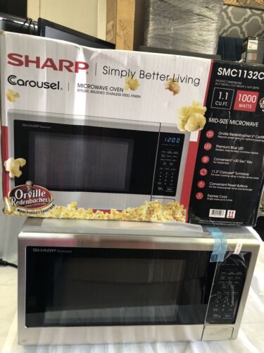 Sharp SMC1132CS 1.1 Cu. Ft. Countertop Mid-Size Microwave 1000W Stainless Steel