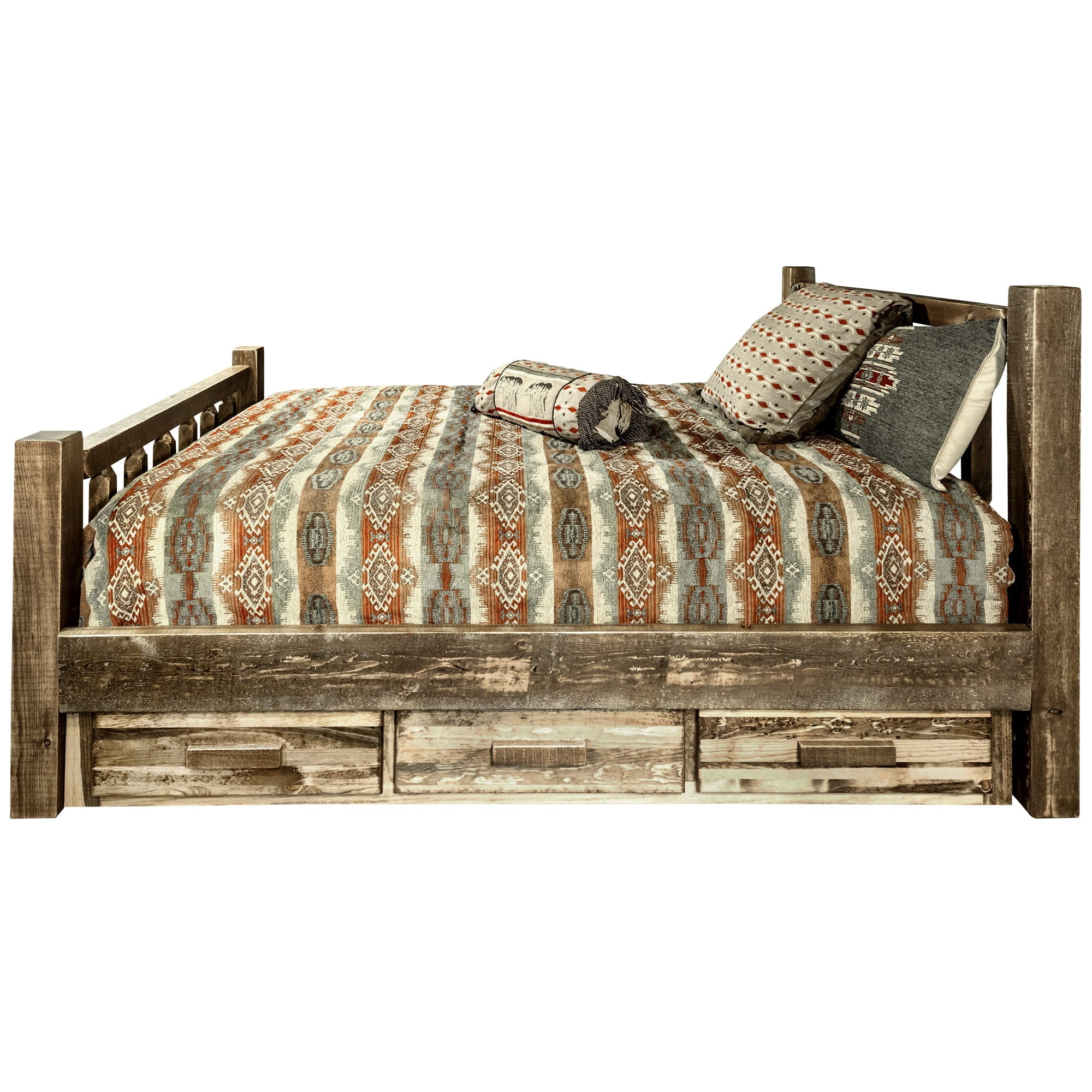 Homestead Collection California King Bed w/ Storage, Stain & Lacquer Finish
