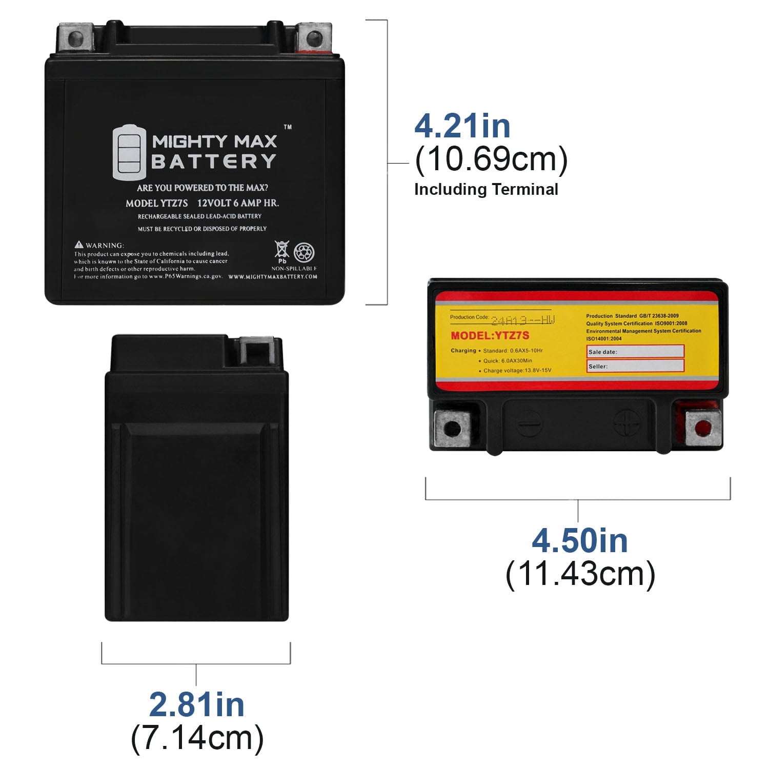YTZ7S 12V 6AH Battery for Powersport Motorcycle Scooter ATV