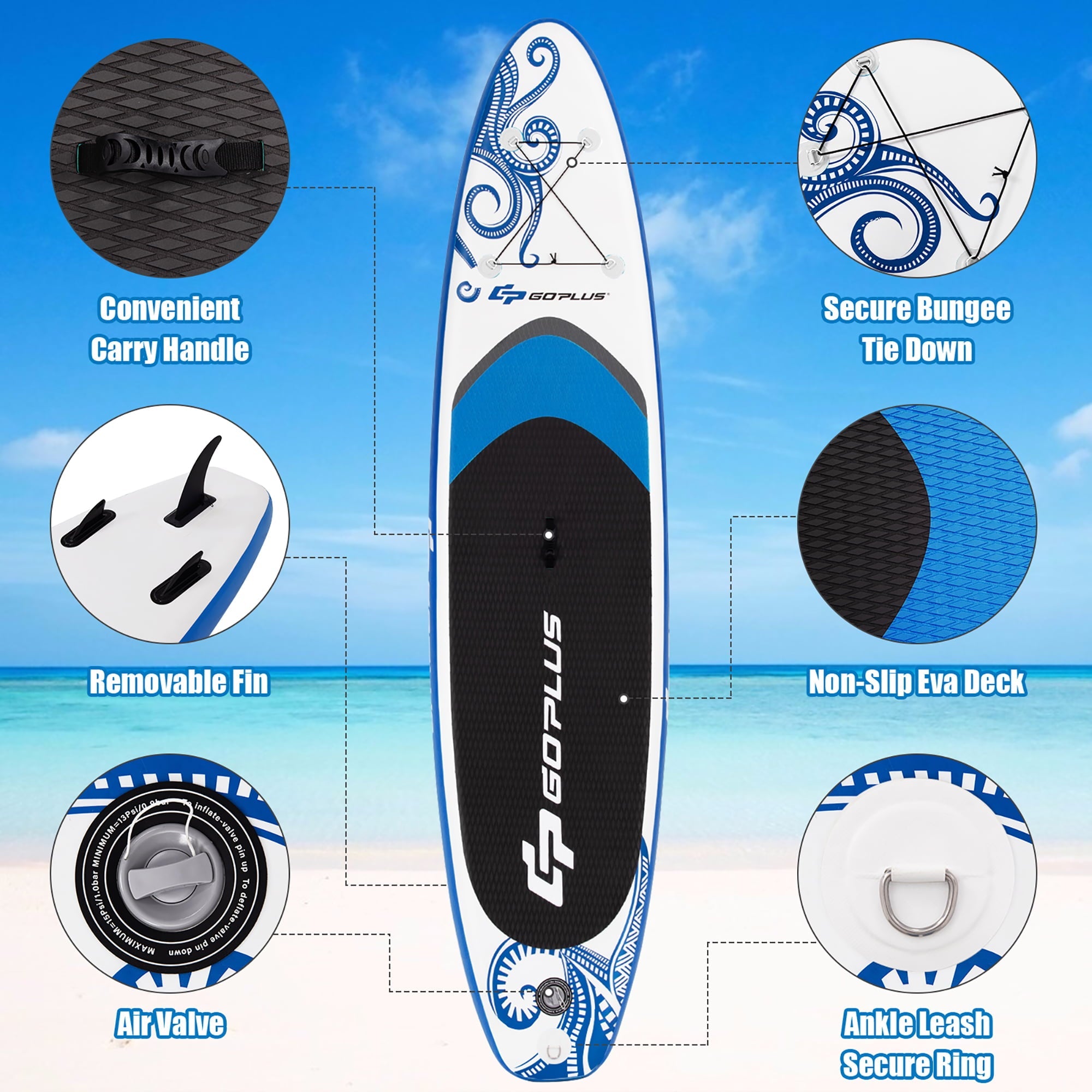 Goplus 10.5’ Inflatable Stand Up Paddle Board 6