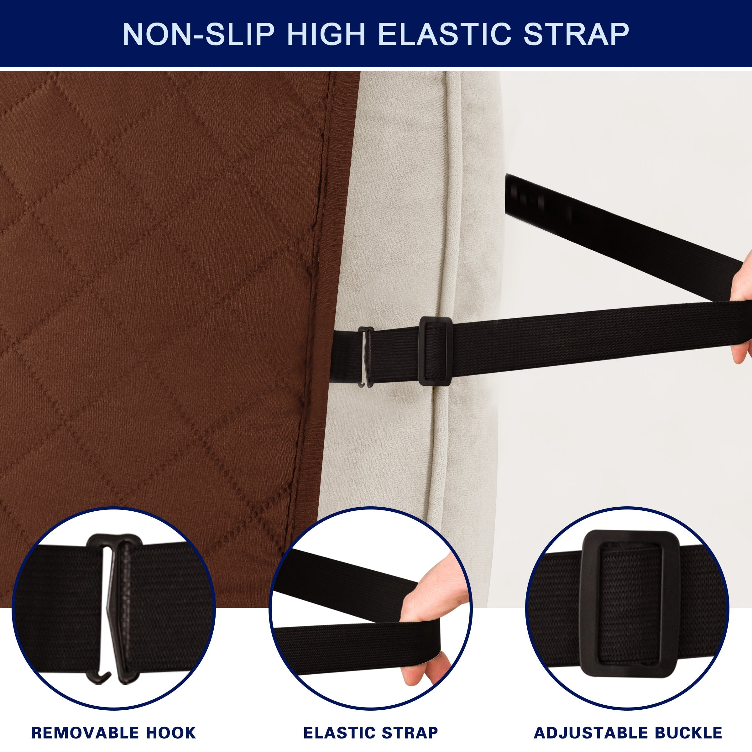 Subrtex Recliner Chair Cover Reversible Recline Sofa Slipcover with Side Pockets (Large, Chocolate)