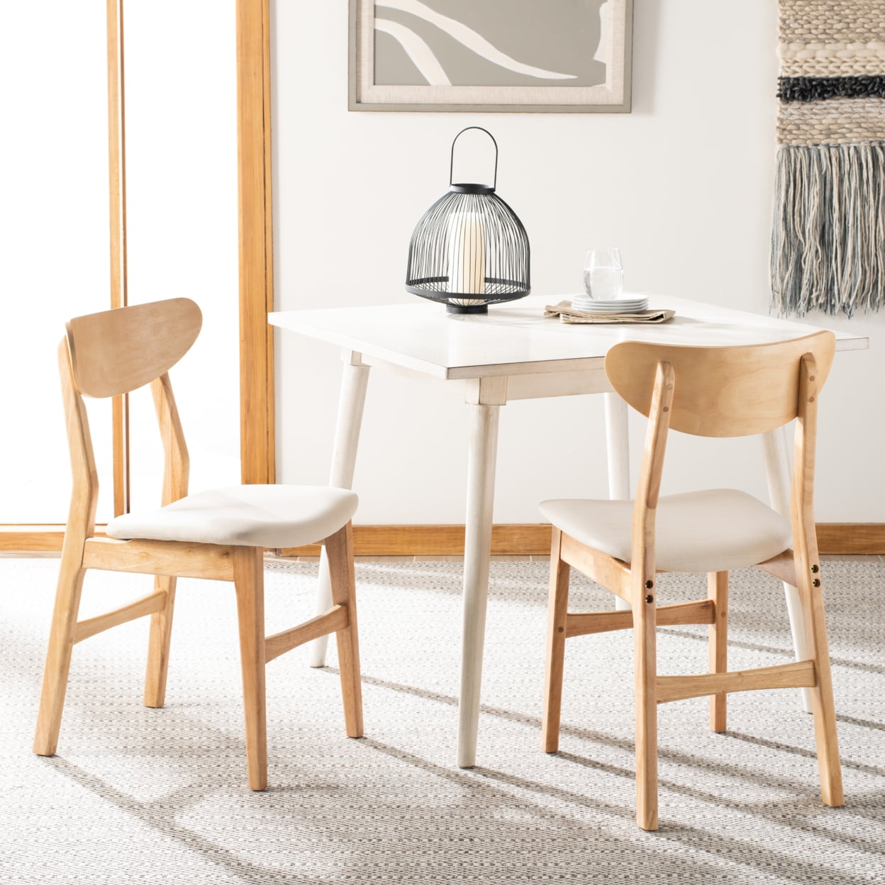 SAFAVIEH Lucca Retro Farmhouse Dining Chair, Natural, Set of 2