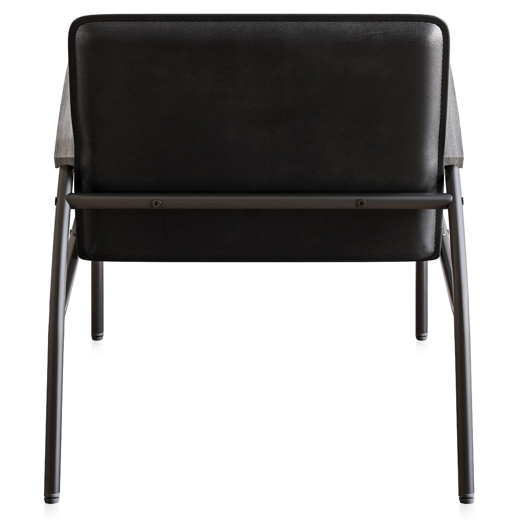 BELLEZE Mid Century Modern Accent Chair, Living Room Chair with Metal Frame, Unique Curved Design Faux Leather Armchair for Bedroom, Sitting Chair Reception Chair - Apex (Black)