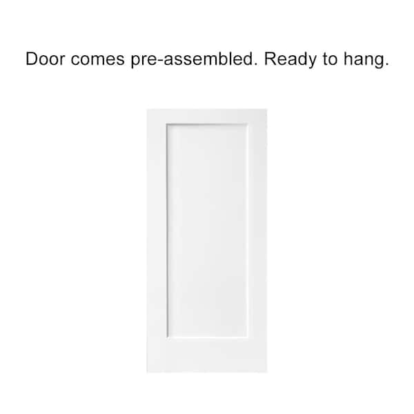 36 in. x 80 in. White Primed Composite MDF 1 Panel Interior Sliding Barn Door with Hardware Kit