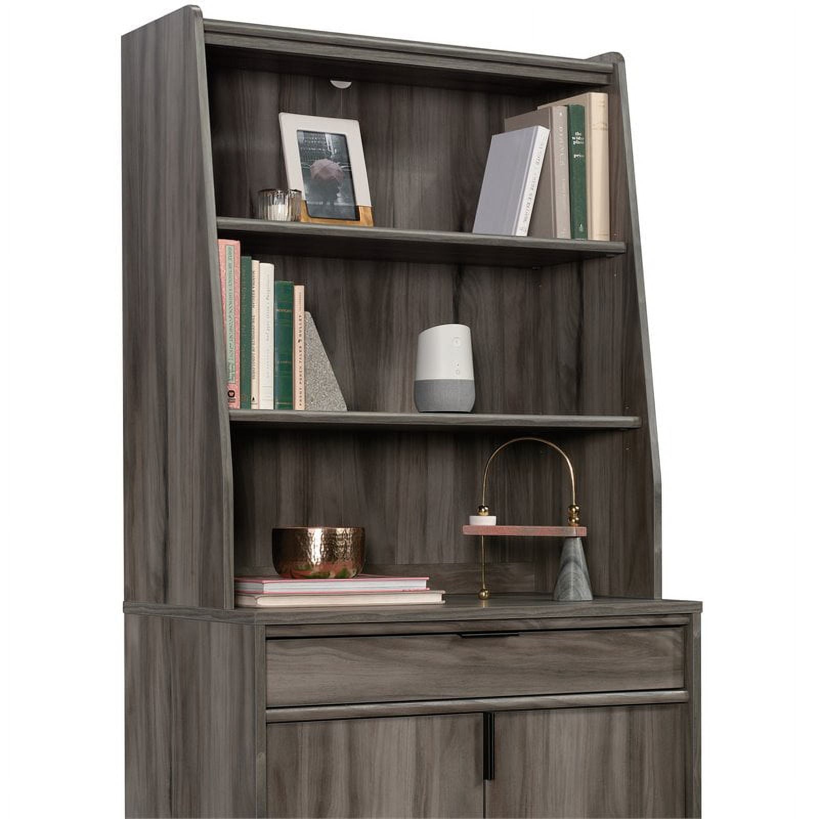 Home Square 2-Piece Set with Lateral File Cabinet & Library Hutch in Jet Acacia