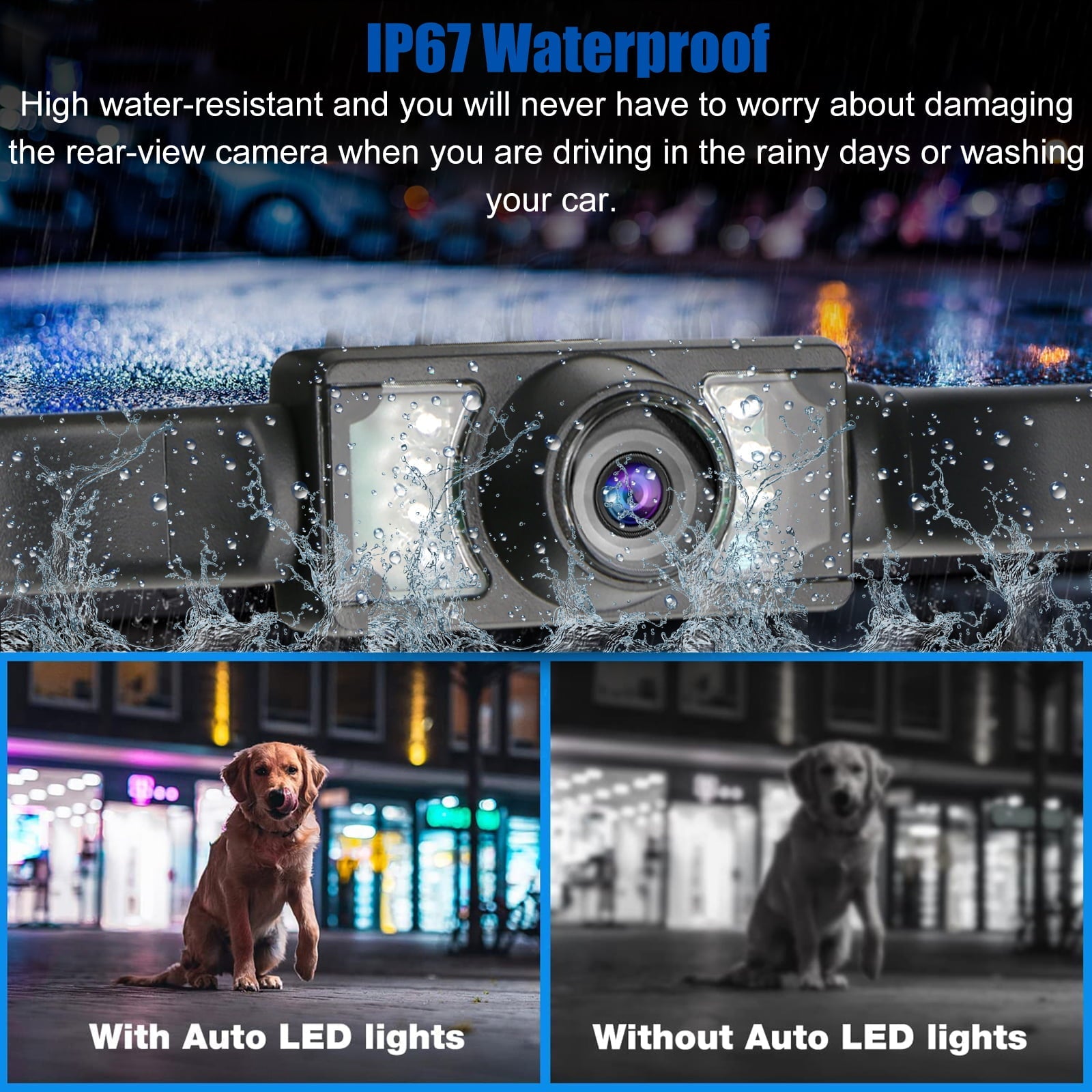 Car Rear View Camera, TSV Backup Camera for Car, HD Reversing Camera with Night Vision, Crystal Night Vision, 170° Wide Angle, IP67 Waterproof License Plate Reverse Camera for Truck Trailer SUV