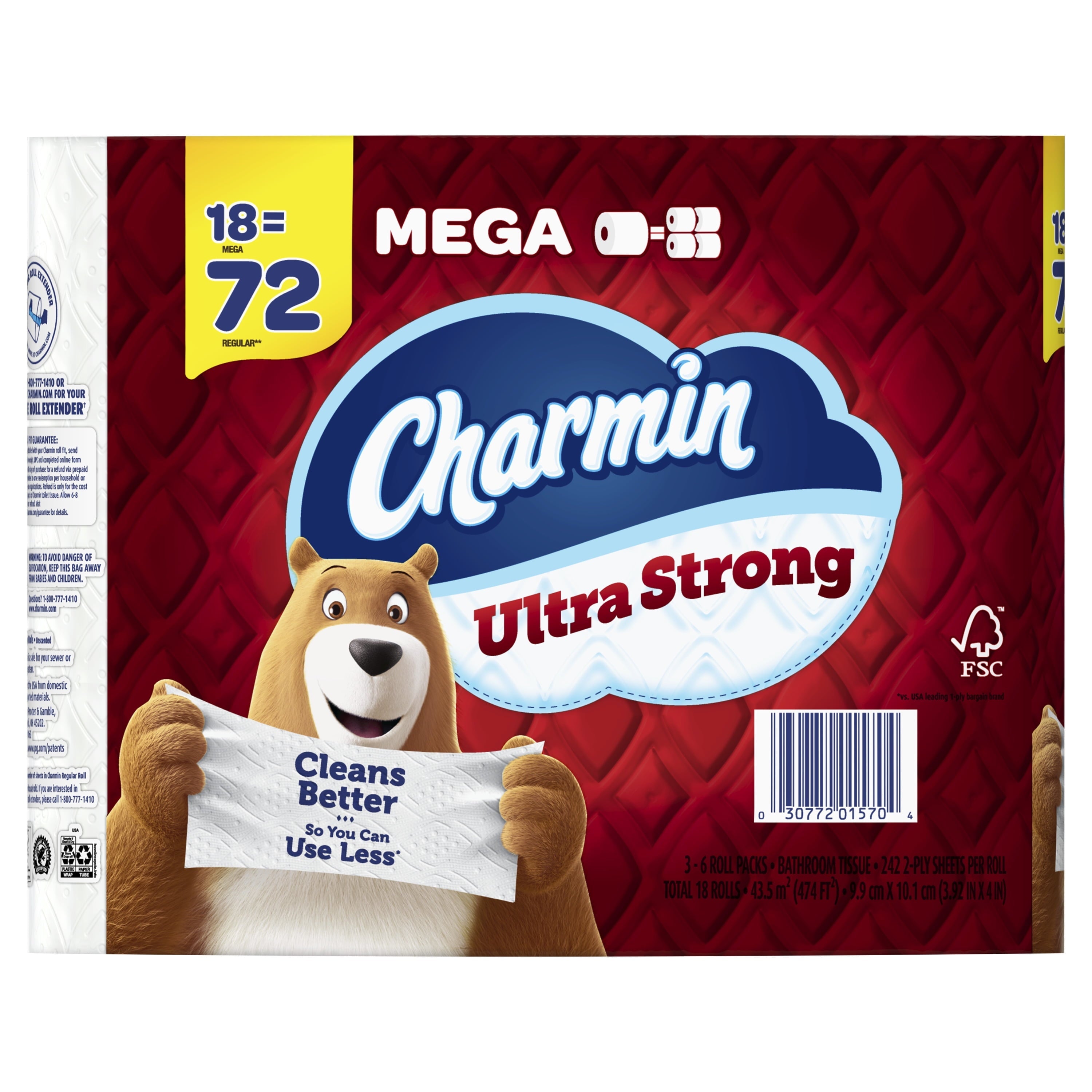 Charmin Ultra Strong Toilet Paper, 18 Mega Rolls