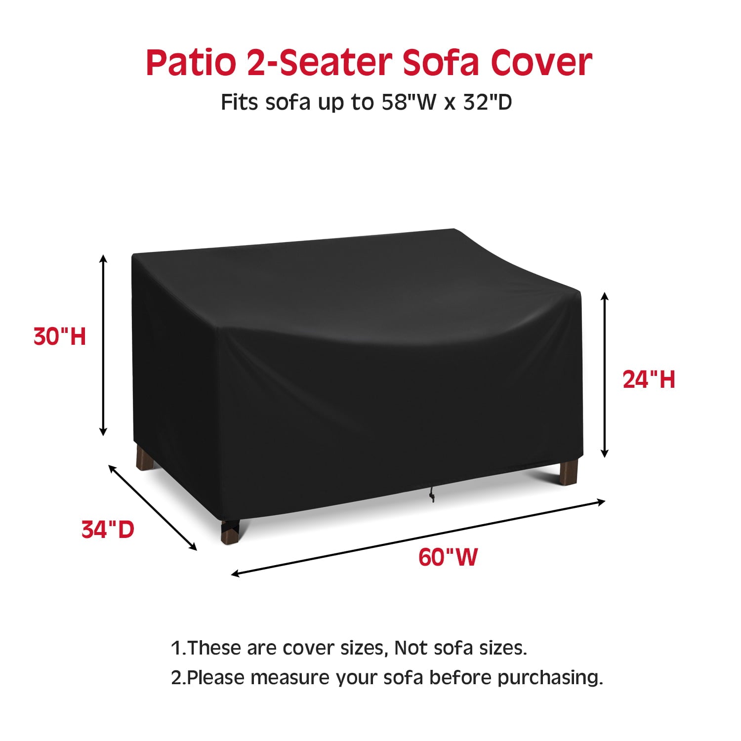 Adiqo Patio Loveseat Cover Waterproof, Outdoor Lawn Bench Cover, Outdoor Couch Cover Sofa Cover for 2-Seater for Outdoor Furnitures, 60