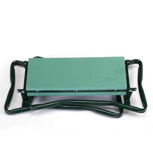 23 in. Outdoor 2-in-1 Green Garden Stool and Kneeler with Tool Bags, Kneeling Pad, Gift for Parent,Garden Portable Bench