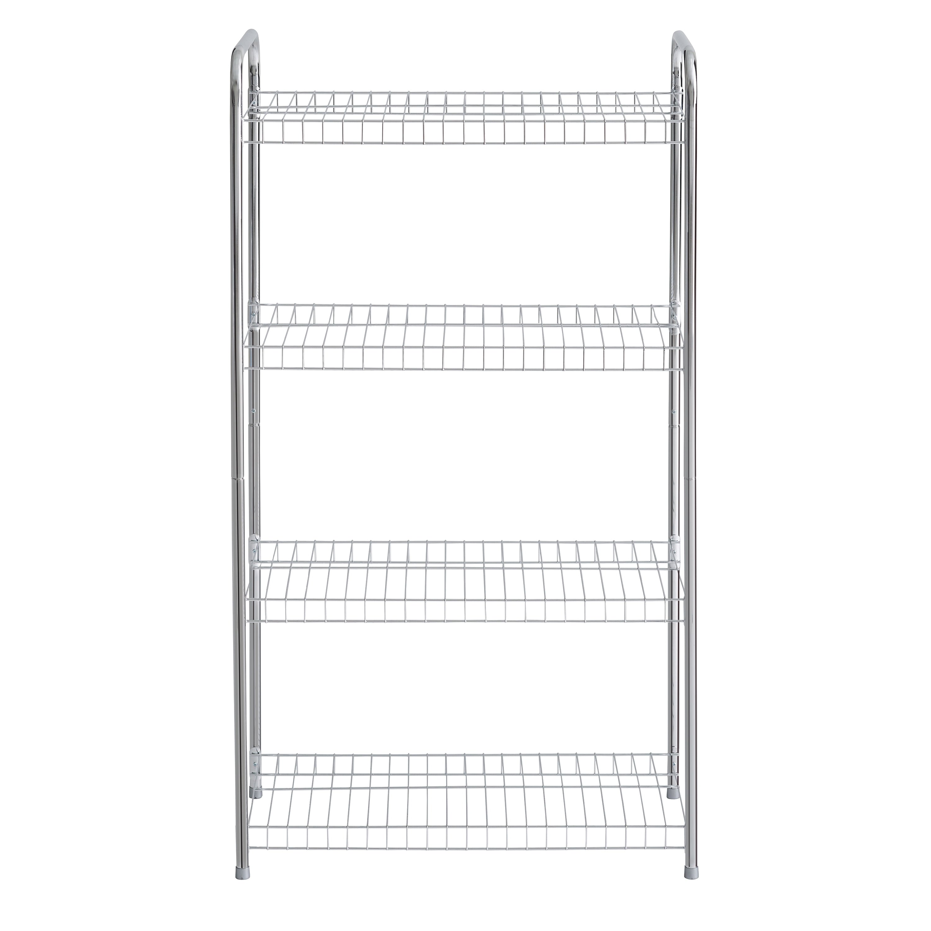 Rubbermaid Freestanding 4-Tier Multipurpose Wire Shelving Unit, Satin Nickel.