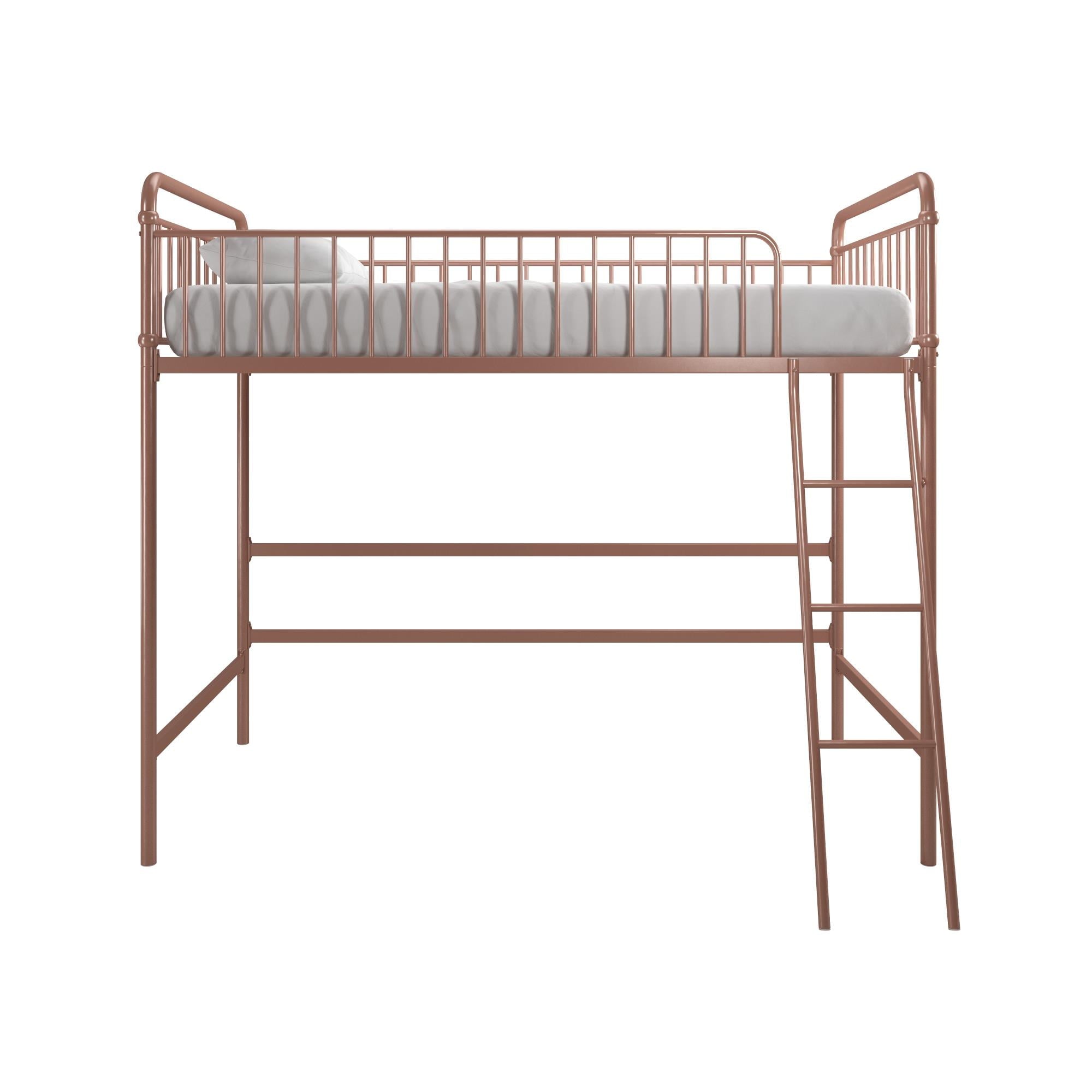 Better Homes & Gardens Kelsey Twin Metal Loft Bed, Rose Gold