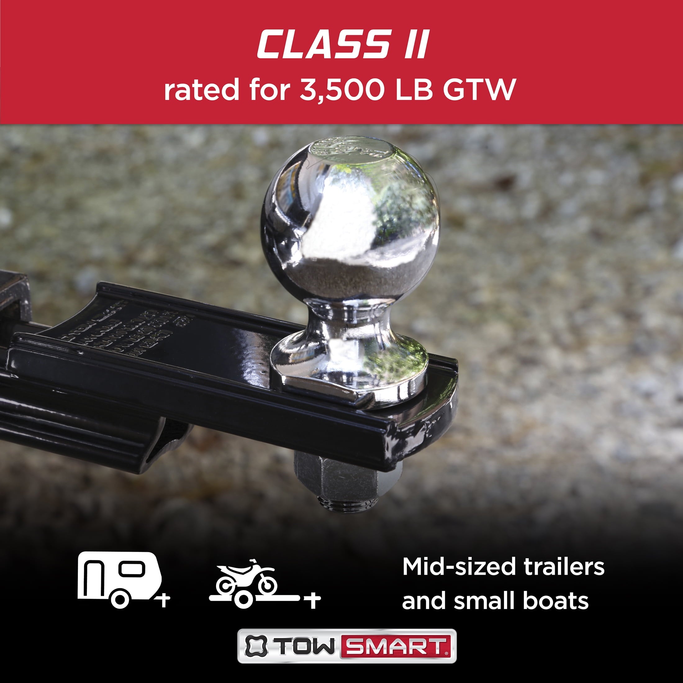 TowSmart Trailer Hitch Ball, Class II, 2in Ball, 3/4in x 1-1/2in Shank, 3500lb, 716, Chrome, 1 Each