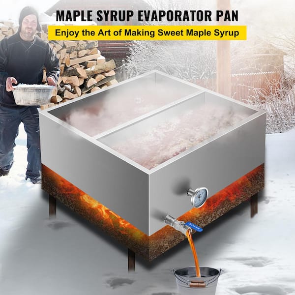 24 in. x 24 in. x 9.4 in. Stainless Steel Sap Evaporator Pan Maple Syrup Boiling Kit with Thermometer and Divided Pan