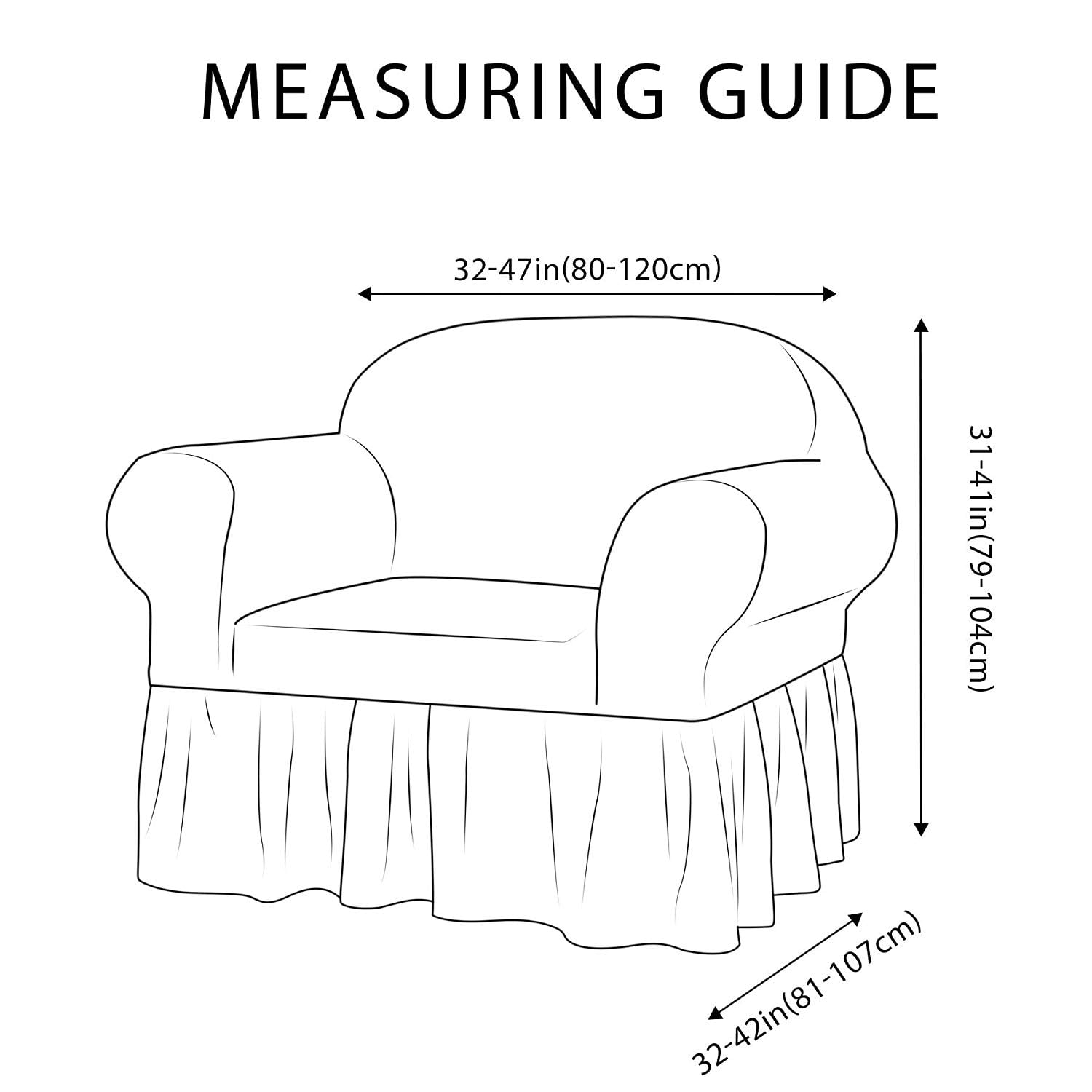 Subrtex Stretch 1-Piece Pleated Ruffled Skirt Armchair Slipcover, Oatmeal