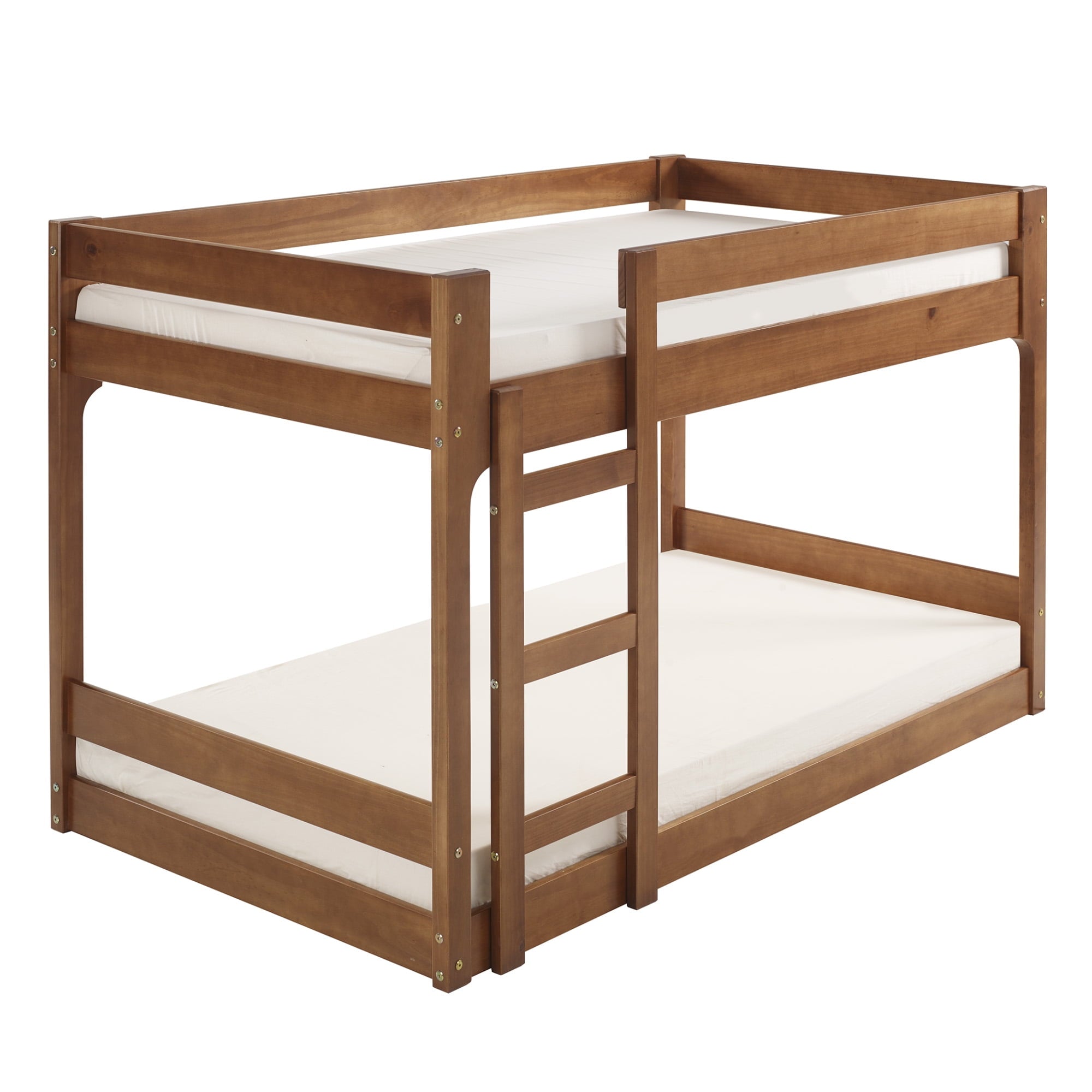 Walker Edison Modern Twin Over Twin Youth Bunk Bed, Caramel