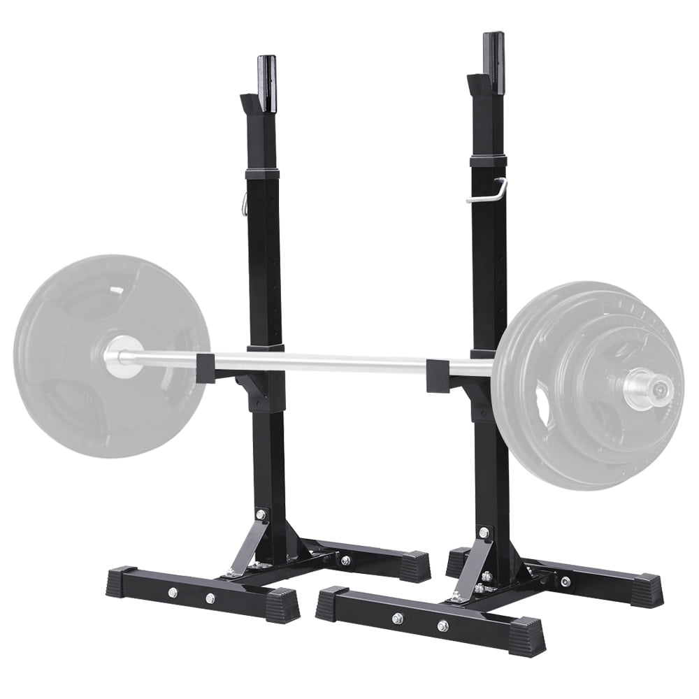 Yaheetech 2 Pieces Adjustable Rack Standard Solid Steel Squat Stands Barbell Free Press Bench