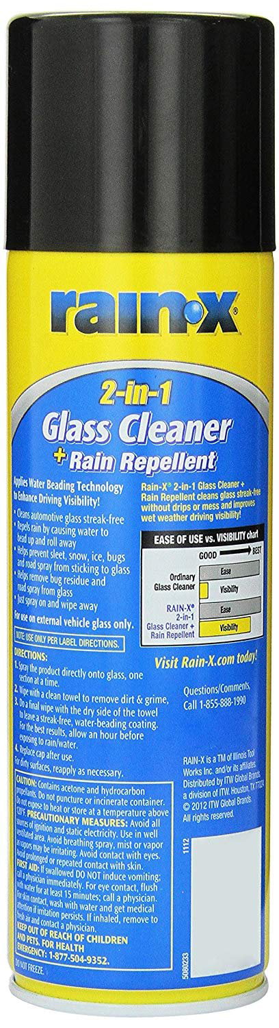 Rain-x 2 in 1 Glass Cleaner and Rain Repellent, 18 Ounce Aerosol - 5080233W