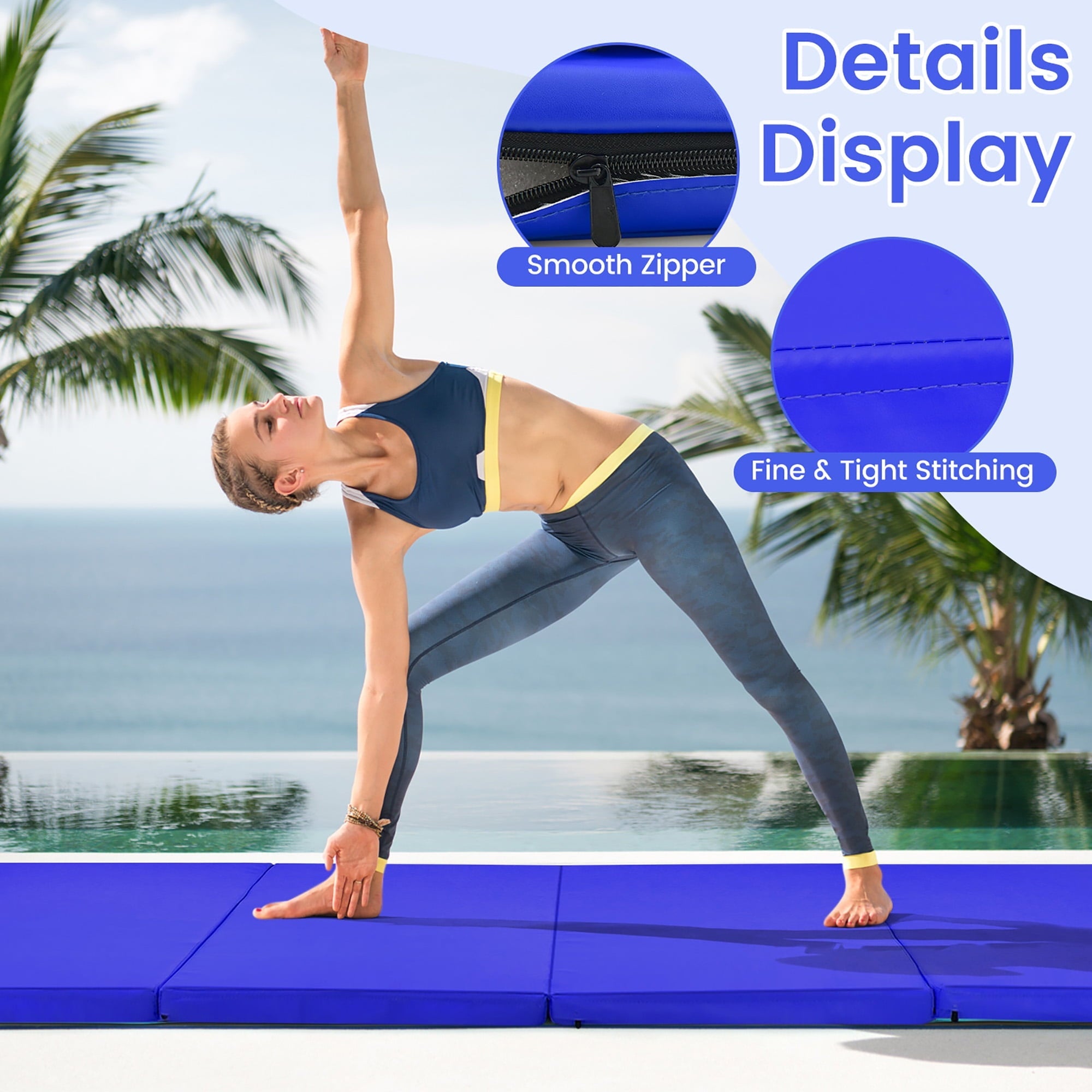Costway 4'x8'x2'' Gymnastics Mat Thick Folding Panel Aerobics Exercise Gym Fitness Navy