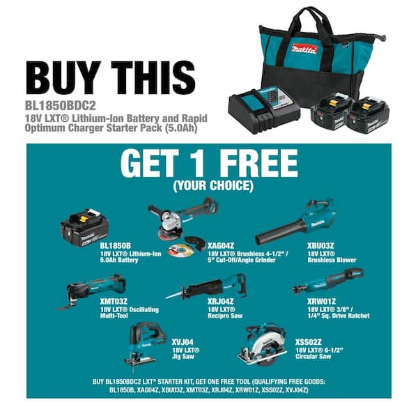 18V LXT Battery and Rapid Optimum Charger Starter Pack (5.0Ah) with bonus 18V LXT Oscillating Multi-Tool