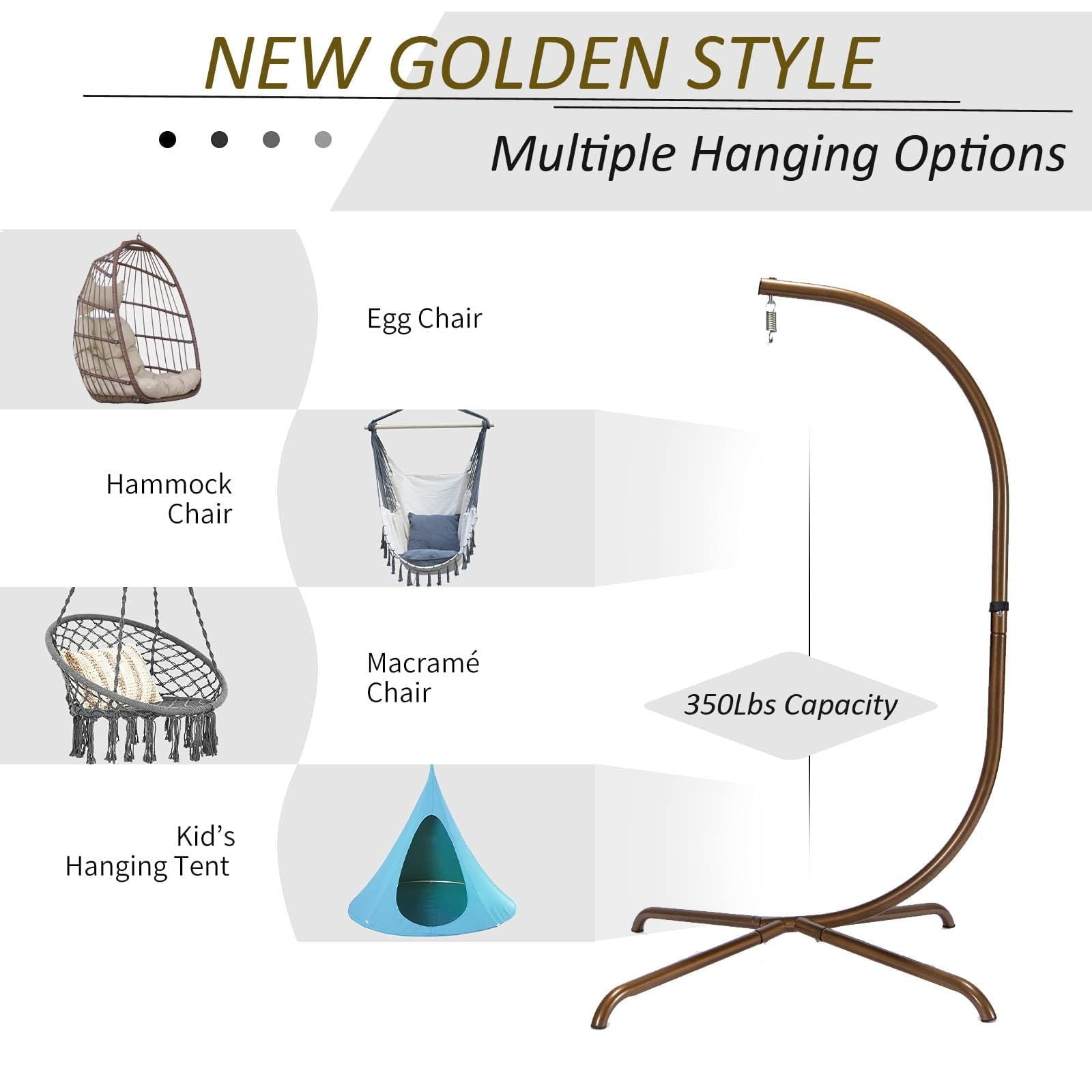 Nicesoul Foldable PE Wicker Brown Hanging Egg Chair With Stand Swing Chair With Cushion and Pillow Capacity 350lbs