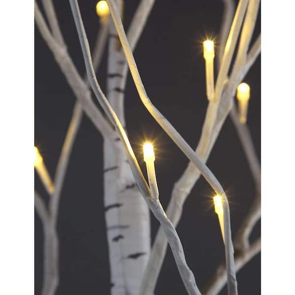 4 ft., 6 ft., 8 ft. Pre-Lit Birch Tree Warm White, Artificial Christmas Tree for Festival, Party,&Christmas Decoration
