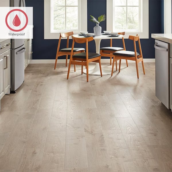 Outlast+ Jetties Beach Oak 12 mm T x 7.4 in. W Waterproof Laminate Wood Flooring (19.6 sqft/case)