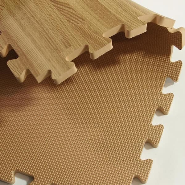 Wood Grain Reversible Standard Wood/Tan 24 in. W x 24 in. L Foam Interlocking Floor Tile (58.12 sq. ft.) (Case of 15)