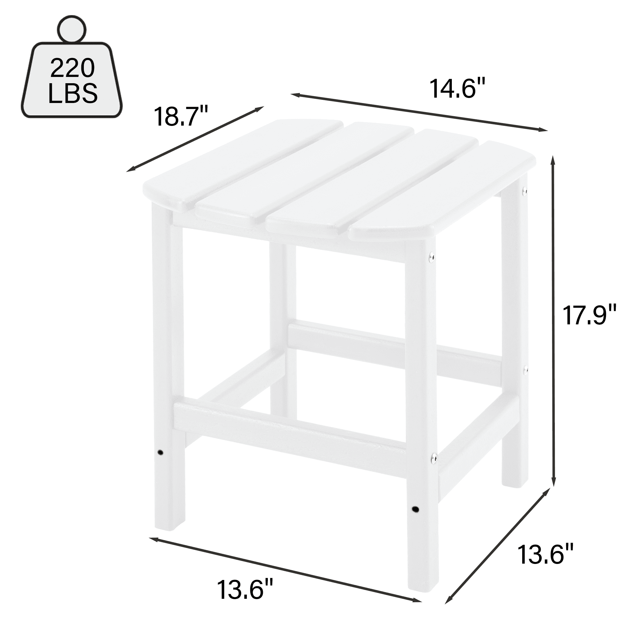 Erommy Outdoor Side Table for Adirondack Chair, Tea Table for Patio Deck Garden & Lawn, White