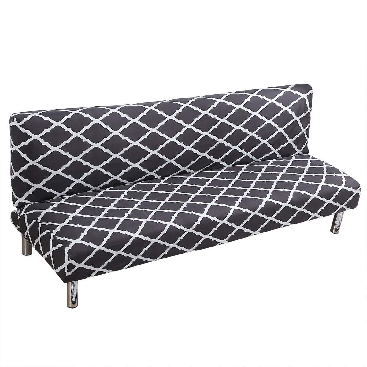 Folding Sofa Bed Cover Solid Color Futon Armless Slipcover Polyester Elastic Fabric All-Inclusive Cover