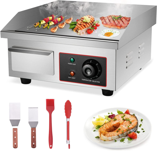 1500W Commercial Griddle,14” Electric Griddles Grill,Commerci<wbr/>al Flat Top Griddle