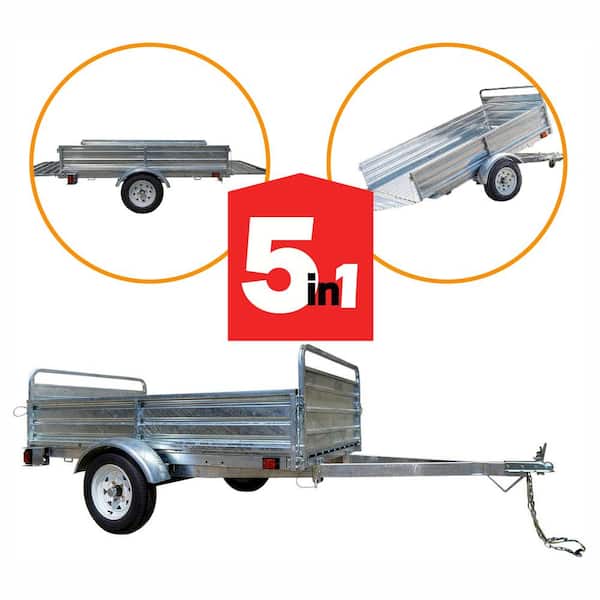 1639 lbs. Payload Capacity 4.5 ft. x 7.5 ft. Galvanized Steel Utility Trailer Kit with Bed Tilt and Collapsing Ends