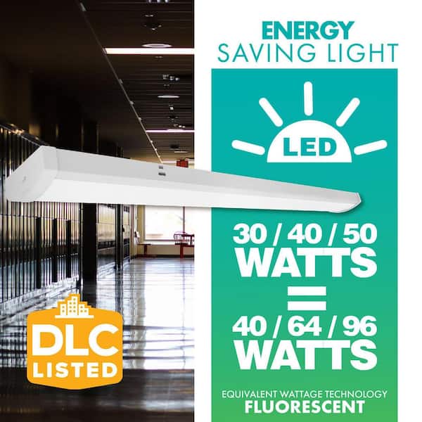 30/40/50-Watt 40/64/96-Watt Equivalent Integrated LED White 48 in. Wraparound Light 3500/4000/5000K (4-Pack)