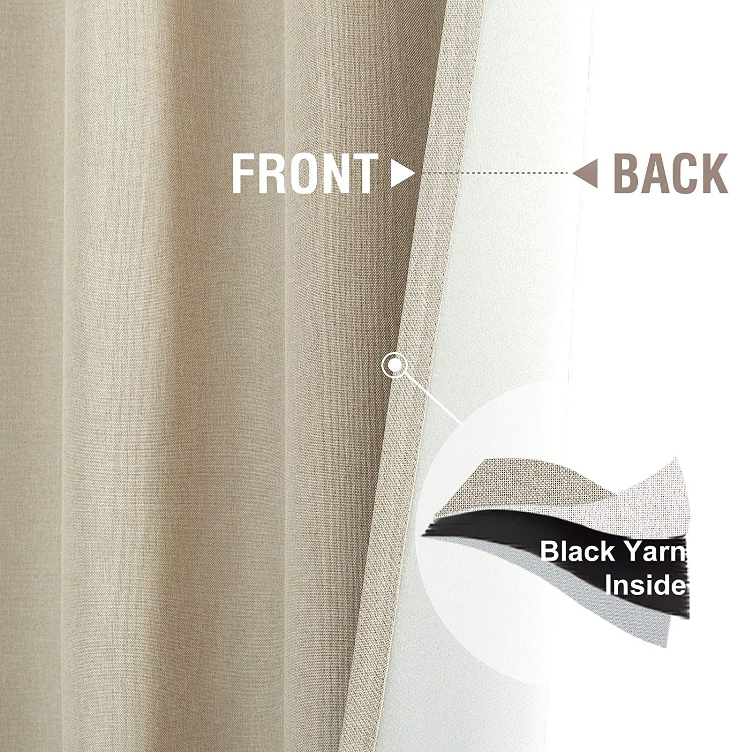 Curtainking Room Darkening Curtains 84 inches Greyish Beige Faux Linen Curtains Bedroom Living Room Window Curtain Set Thermal Insulated Drapes Grommet Top 2 Panels