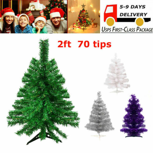 2 Feet Christmas Tree White/Green Small Tabletop Artificial Christmas Tree