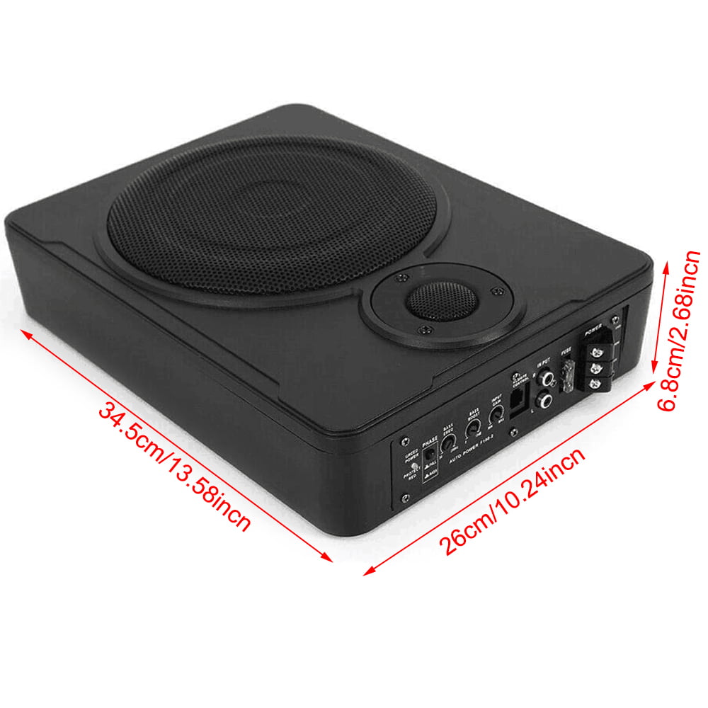 8'' Under-Seat Active Car Subwoofer Audio Speaker Bass Amp Sub Box Slim 600W Subwoofer Sub Audio Amplifier 600W