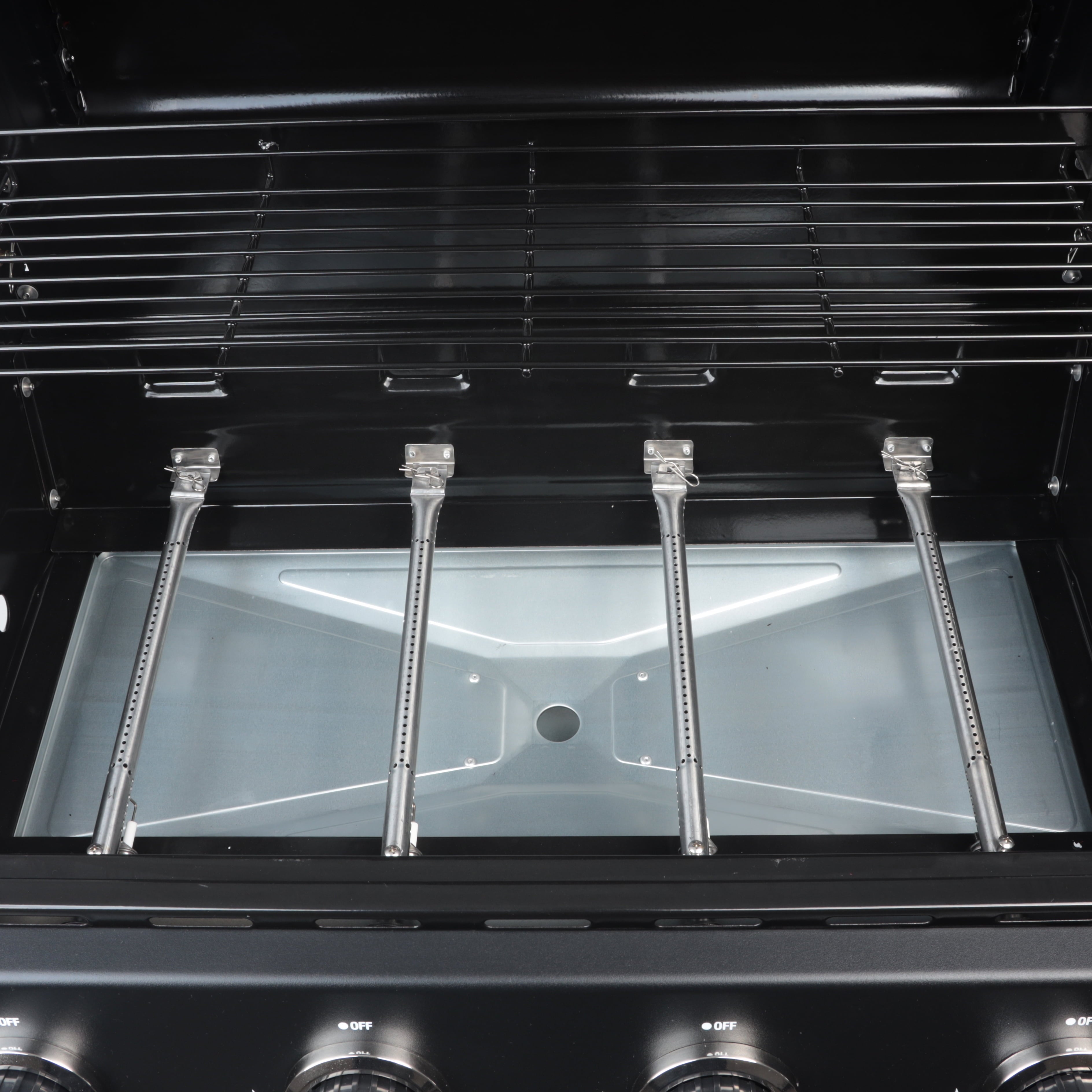 4-Burner Propane  Gas Grill with Side Burner, Stainless Steel & Black