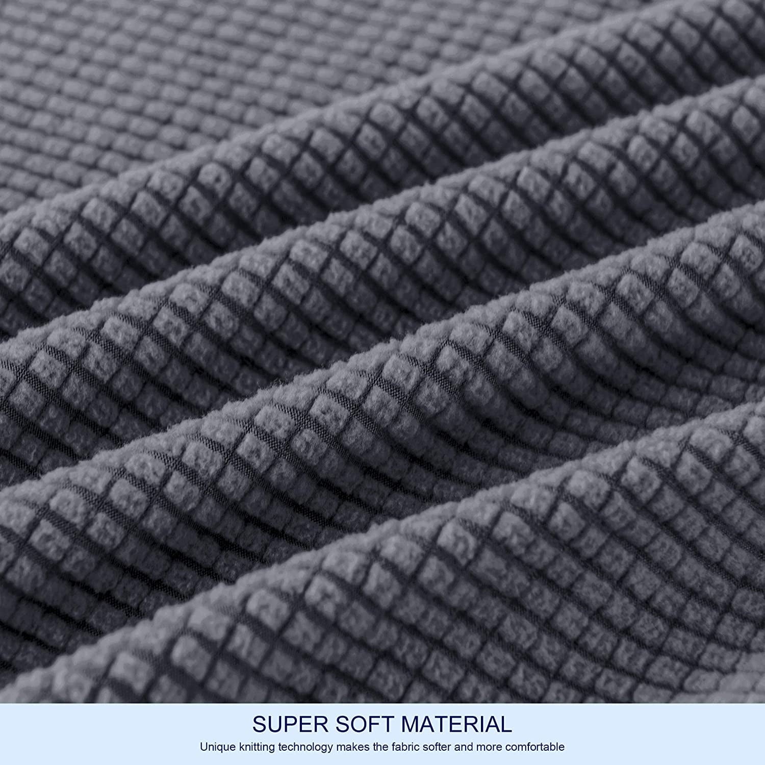 Subrtex Stretch 2-Piece Textured Grid Slipcover Sofa Cover, Gray