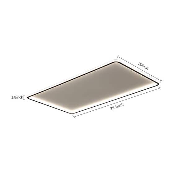 35.5 in. 1-Light White Modern Rectangular Shape Selectable LED Flush Mount Ceiling Light
