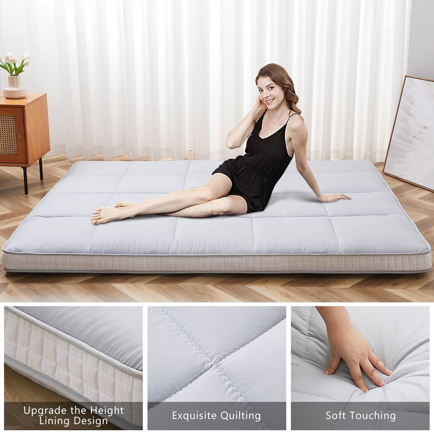 Slsy Japanese Floor Mattress Futon Mattress, Thicken Tatami Mat, Sleeping Pad Roll Up Mattress, Floor Lounger Bed Folding Couch Bed Mattress Pad