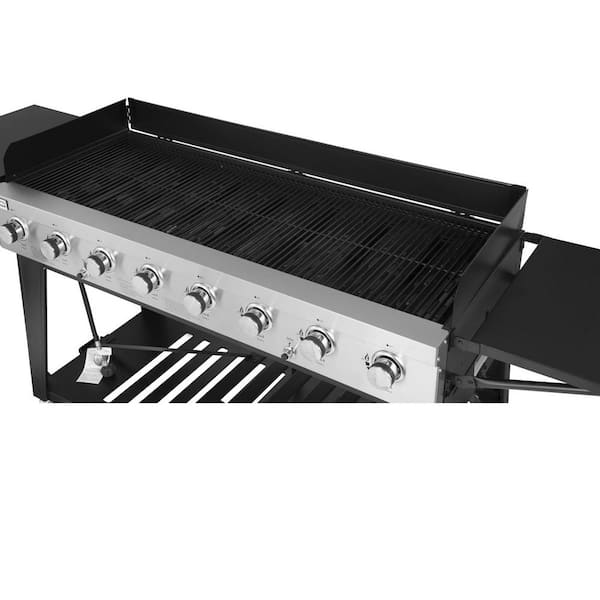 8-Burner Event Propane Gas Grill with 2 Folding Side Tables