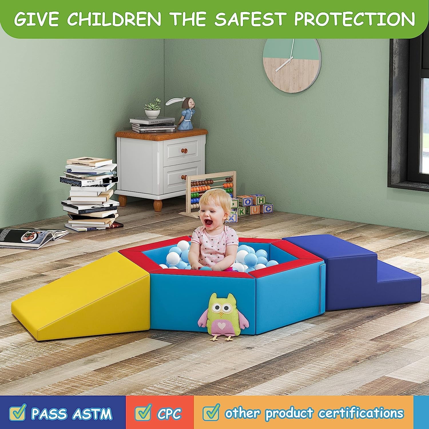 Tolead Crawling and Sliding Soft Foam Block,Ball Pit Climbing Toys for Toddlers, Crawl Activity Play Set for Child Development, Color Coordination, Motor Skills