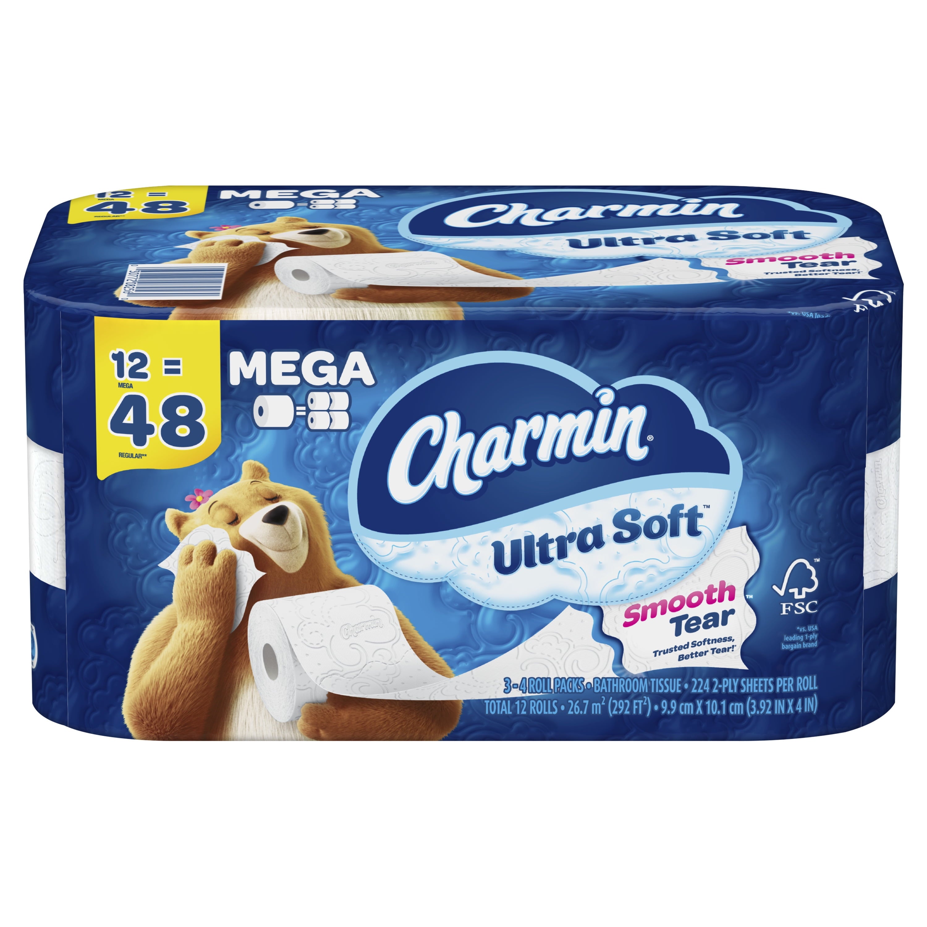 Charmin Ultra Soft Toilet Paper 12 Mega Rolls, 224 Sheets per Roll, 2688 Total Sheets